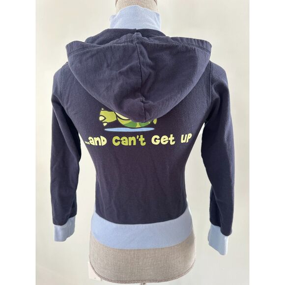 Vintage Y2k Turtle I'm Falling and Can't Get Up Turtle Graphic Hoodie Girl 12/14 - Picture 4 of 6
